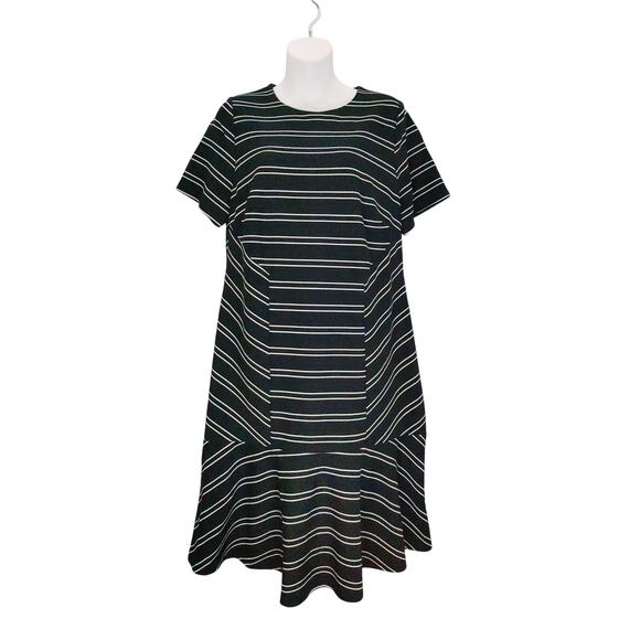 Hutch Stripe Eleanor Dress Crewneck Short Sleeve Black White Womens Plus Size 1X - Picture 3 of 11